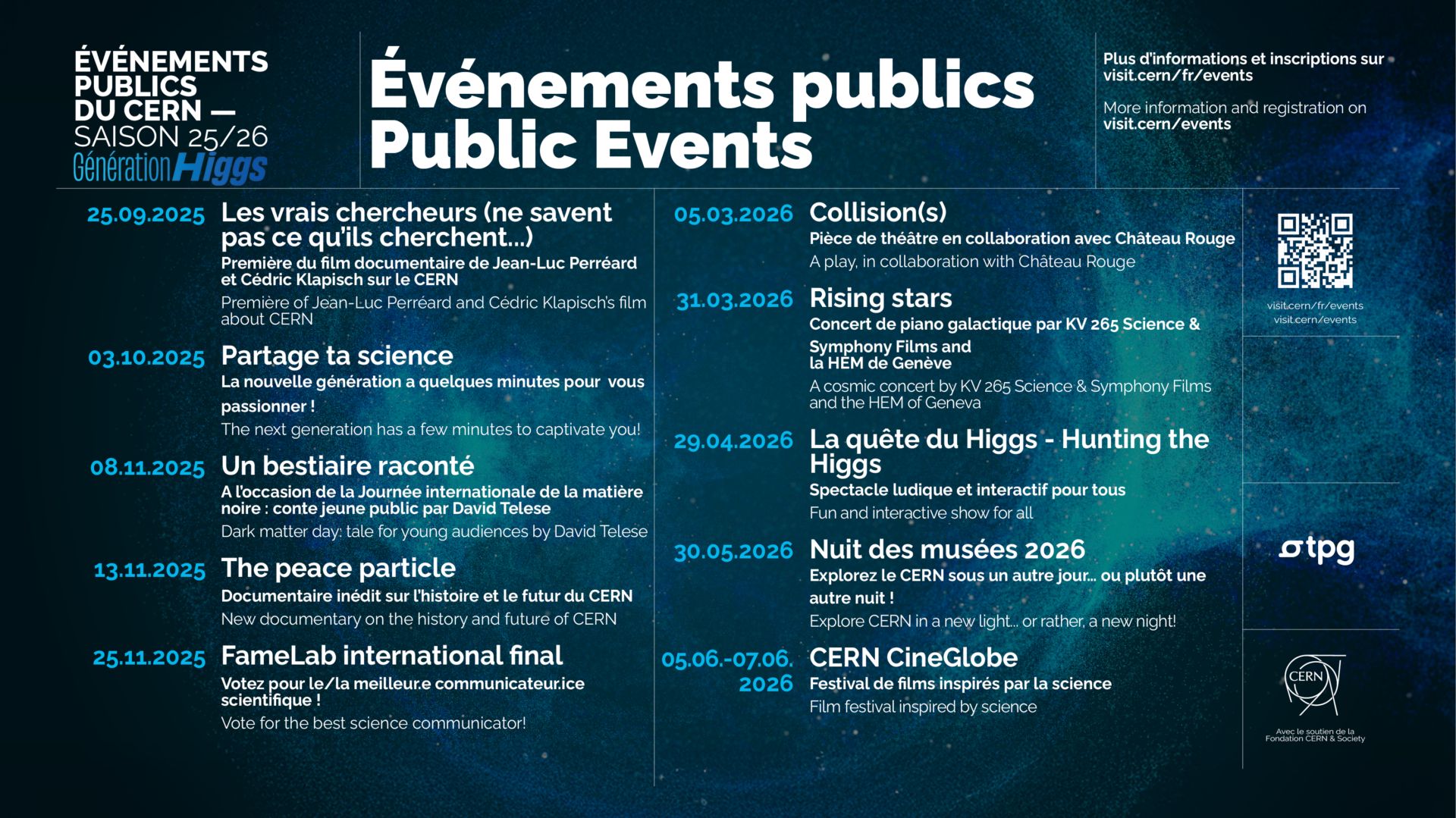 Programme de la saison culturelle du CERN 2025-2026