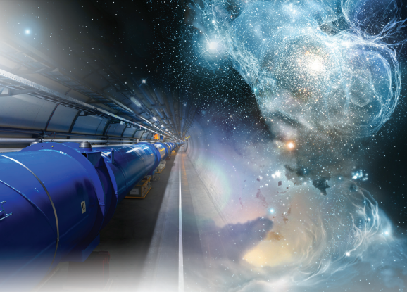 artistic view of the LHC tunnel postcard 